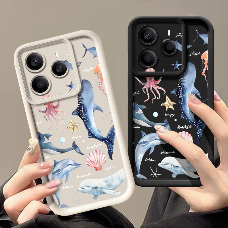 Xiaomi Redmi Note 14 - Étui souple à motif de dauphin