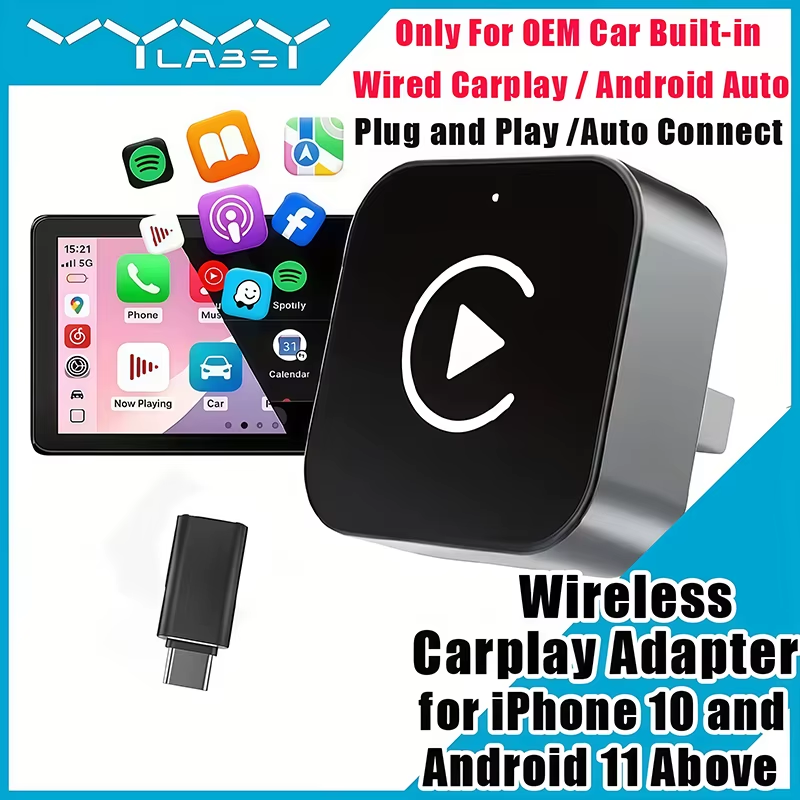 Phone Accessories Unique - Adaptateur CarPlay sans fil 2-en-1 Plug-and-Play