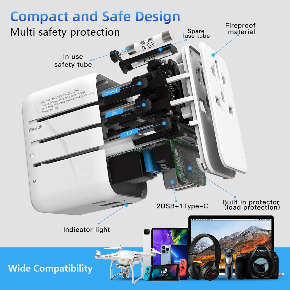 Adaptateur de prise murale mul - Type C Adapter avis et prix
